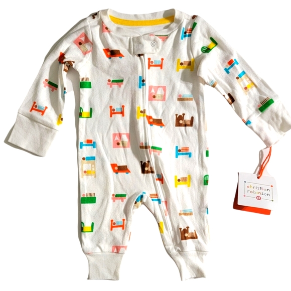 Christian Robinson Other - Baby Bed Print - Long Sleeve Pajamas - Christian Robinson x Target White NB